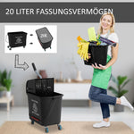 Cleaning Cart, 20 Liter Mop Bucket with Press, 2 Chambers, Black