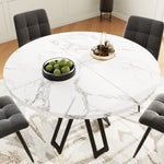 Round Dining Table 100cm 4-6 Seater - Black Legs Marbled MDF