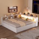 Multifunctional Sofa Bed 90/180x200cm with Storage & LED, White