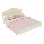 Modern Minimalist Soft Bed with 160x200cm Mattress, Beige