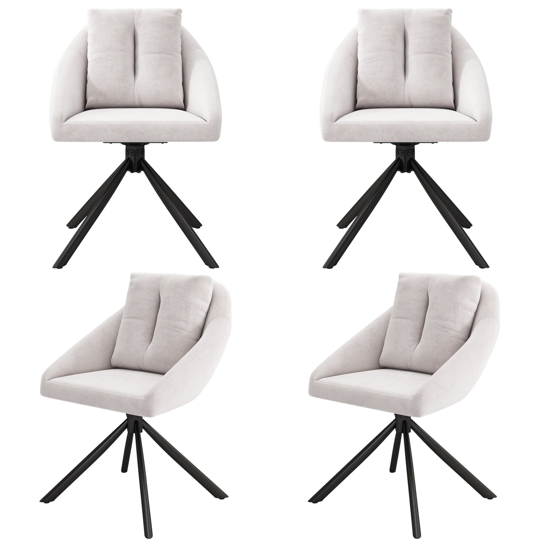 Modern Swivel Dining Chair with Ergonomic Design, Set of 4, Beige Velvet