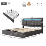 Upholstered Bed 180x200cm with Hydraulic Storage & LED, Grey Linen
