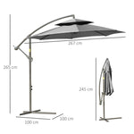 Parasol Cantilever, Double Roof Cross Base, Light Grey Polyester