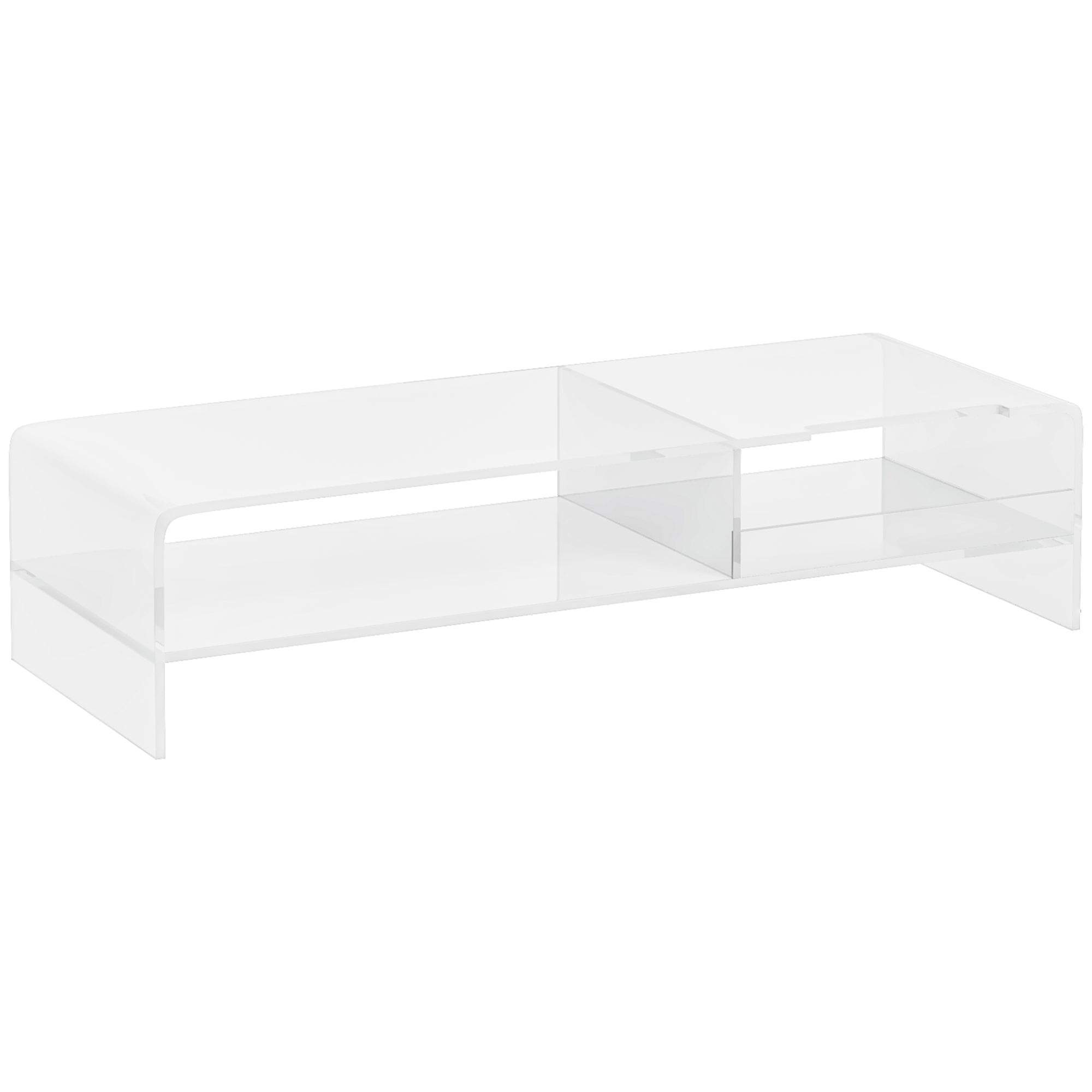 Monitor Stand with Keyboard Compartment 2 Tiers for 24 Inch - Transparent Acrylic