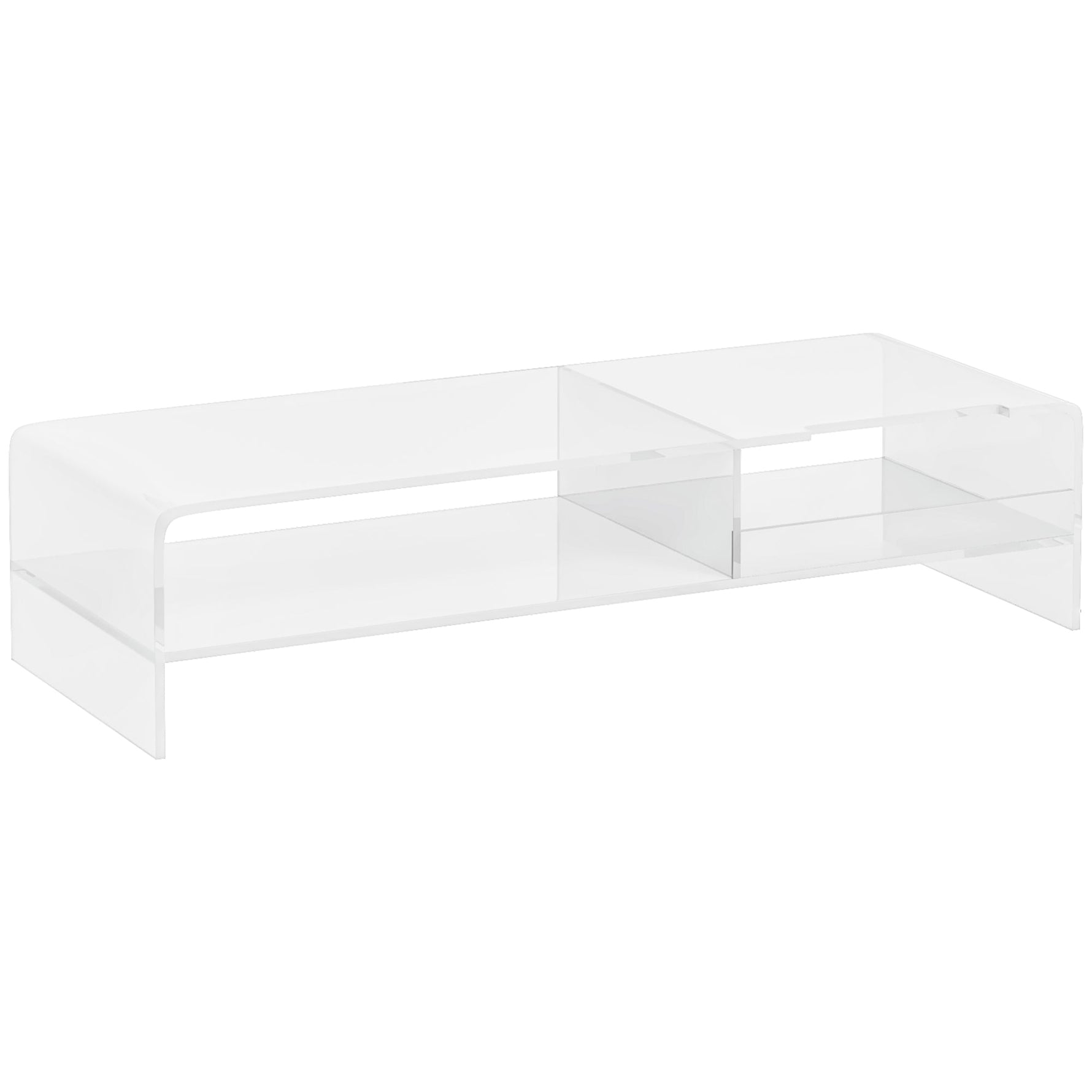 Monitor Stand with Keyboard Compartment 2 Tiers for 24 Inch - Transparent Acrylic