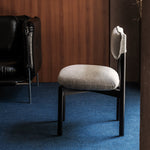 Wooden Chair Frank, Upholstered Seat, Black/Beige