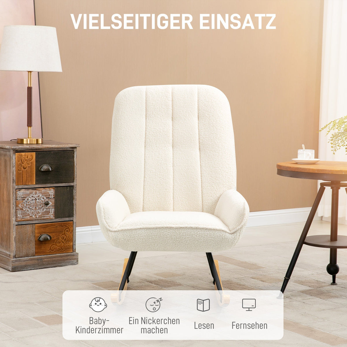 Rocking Chair, Swing Chair with Sherpa Fleece, 150 kg, Comfortable