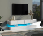 LED TV Lowboard with 2 Cabinets, 4 Drawers & 16-Color LED Lighting for up to 55-Inch TVs, White