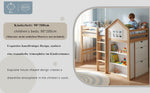 Loft Bed with Storage Compartments, Drawers, Steps and Safety Railing, 90x200cm, White and Natural Pine + MDF + Plywood