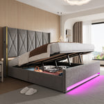 Padded Storage Bed 180x200cm with LED & USB, Velour