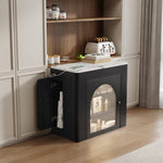 Kitchen Island, Extendable Mobile Serving Cart with Wheels, Black