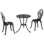 2-Person Outdoor Seating Set with Table & Chairs, Black Aluminum