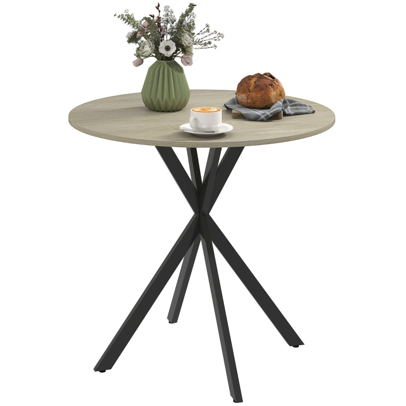 Dining Table, Round Kitchen Table 2 People Industrial Style, Oak
