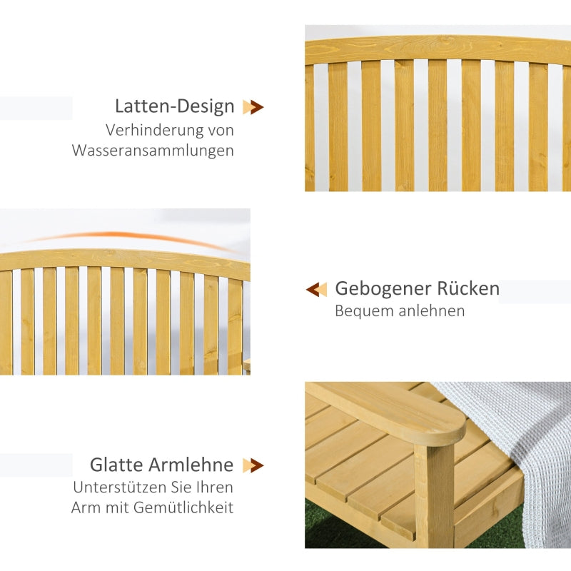 2-Seater Garden Bench Weatherproof Wood Backrest - Orange