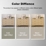Sideboard & Chest of Drawers, 6-Drawer Rattan Look, Natural Wood