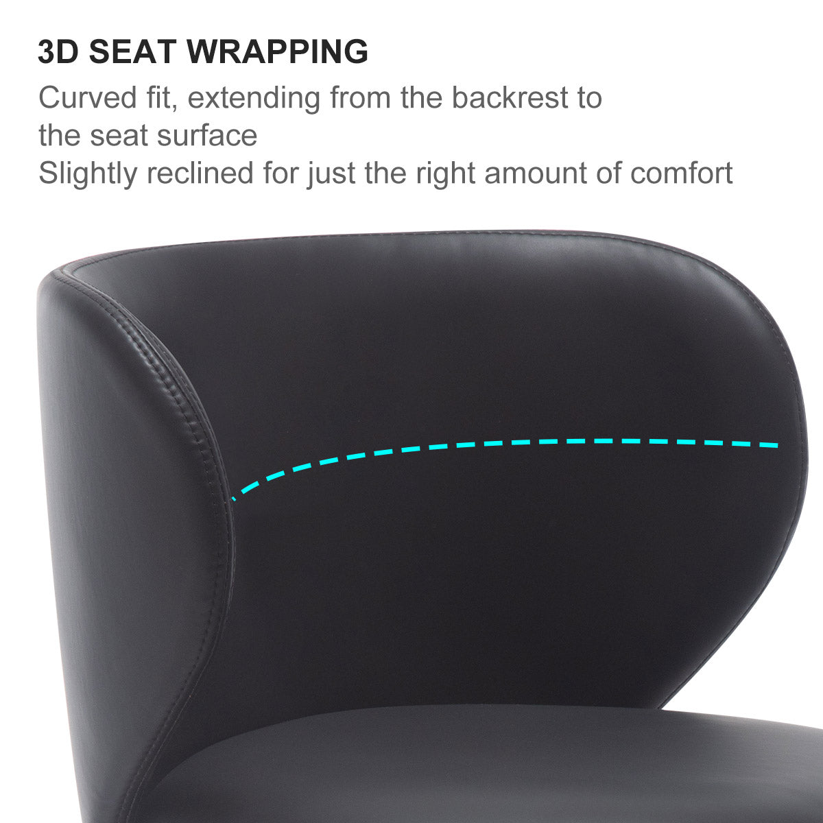 Bar Stools Modern Leather Swivel Adjustable Height Backrest - Black Titanium Stainless Steel