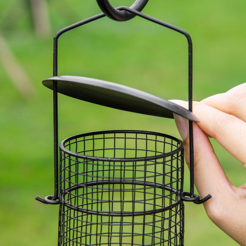 Bird Feeding Station, 208 cm 4 Hooks Bird Bath, Steel, Black