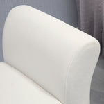 Upholstered Bench with Storage, Armrest, Velvet Polyester, Cream White