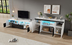 TV Cabinet and Sideboard Set High-Gloss LED Lowboard - Black and White