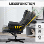 Armchair Swivel Reclining TV Chair with Footstool, Tilting Backrest, Faux Leather Black