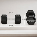 Dumbbell 35 kg Anti-Slip Grip - Black/Silver