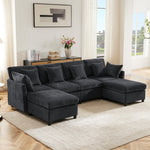 Modern Modular Chenille Sofa L-Shaped U-Shaped Detachable Footstool, Chenille Fabric