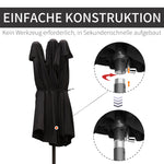 Parasol Double Patio Umbrella with Hand Crank, Oval, Black