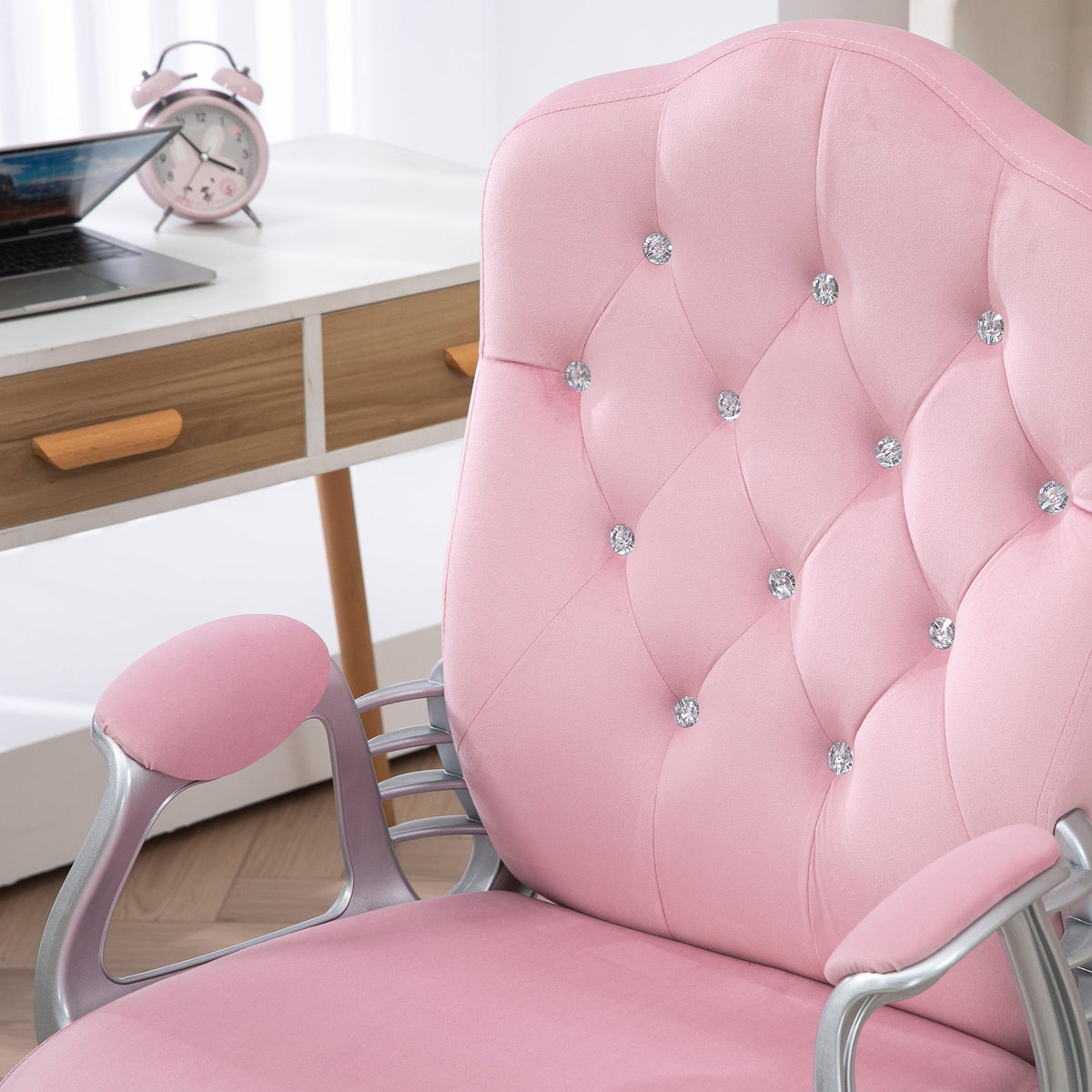 Office Chair, Ergonomic Rocking Height Adjustable, Pink