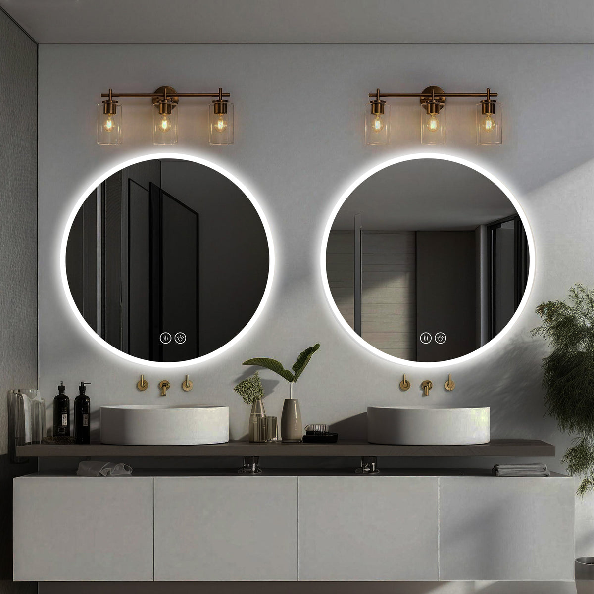 Round LED Bathroom Mirror 80 cm - Anti-Fog Dimmable HD Silver Glass