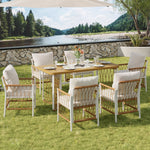 Modern Outdoor Leisure and Meeting Set with Woven Armrests and Cushions, Iron Frame