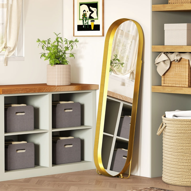 Full Length Mirror, 160 x 50 cm, Metal Framed, Gold