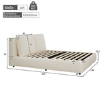 Upholstered Double Bed 180x200cm with Slatted Base, Beige Bouclé