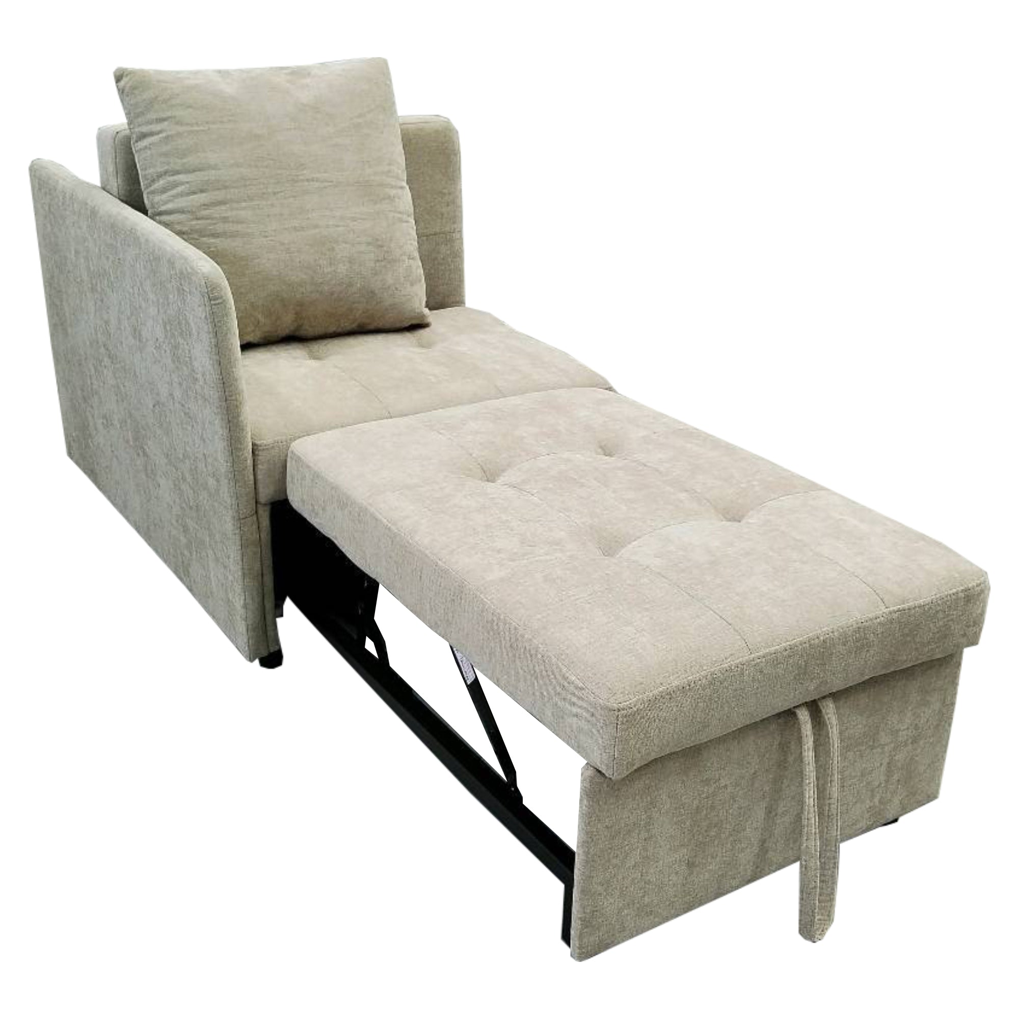 3-in-1 Multifunctional Sofa Bed, Space-Saving Sleeper with Linen Fabric, Grey/Beige