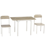 Dining Set, 3-Piece with Folding Table & 2 Chairs, Steel MDF, Natural White