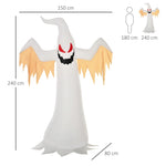 Halloween Inflatable Ghost, 2.4m, LEDs IP44 Self-Inflating, Polyester White + Red