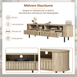TV Cabinet Lowboard 160cm 2 Doors 2 Drawers for 65 Inch - Natural Wood