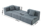 Shaped Convertible Modular Couch 3-Seat Boneless No Assembly - Gray