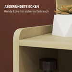 Bedside Table, 2 Drawers, Open Shelf, Natural Wood