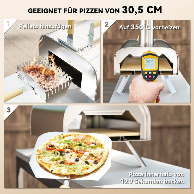 Outdoor Pizza Oven, Wood-Fired, Portable, Stainless Steel