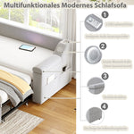 Sofa Bed, Bluetooth Stereo, Storage, Slatted Frame, Light Grey Velvet