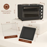Mini Oven 28L 2600W with 2 Warming Plates, Black