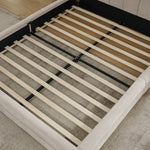 Double Bed with Comfortable Backrest and Sturdy Frame, 140x200cm, Beige Chenille