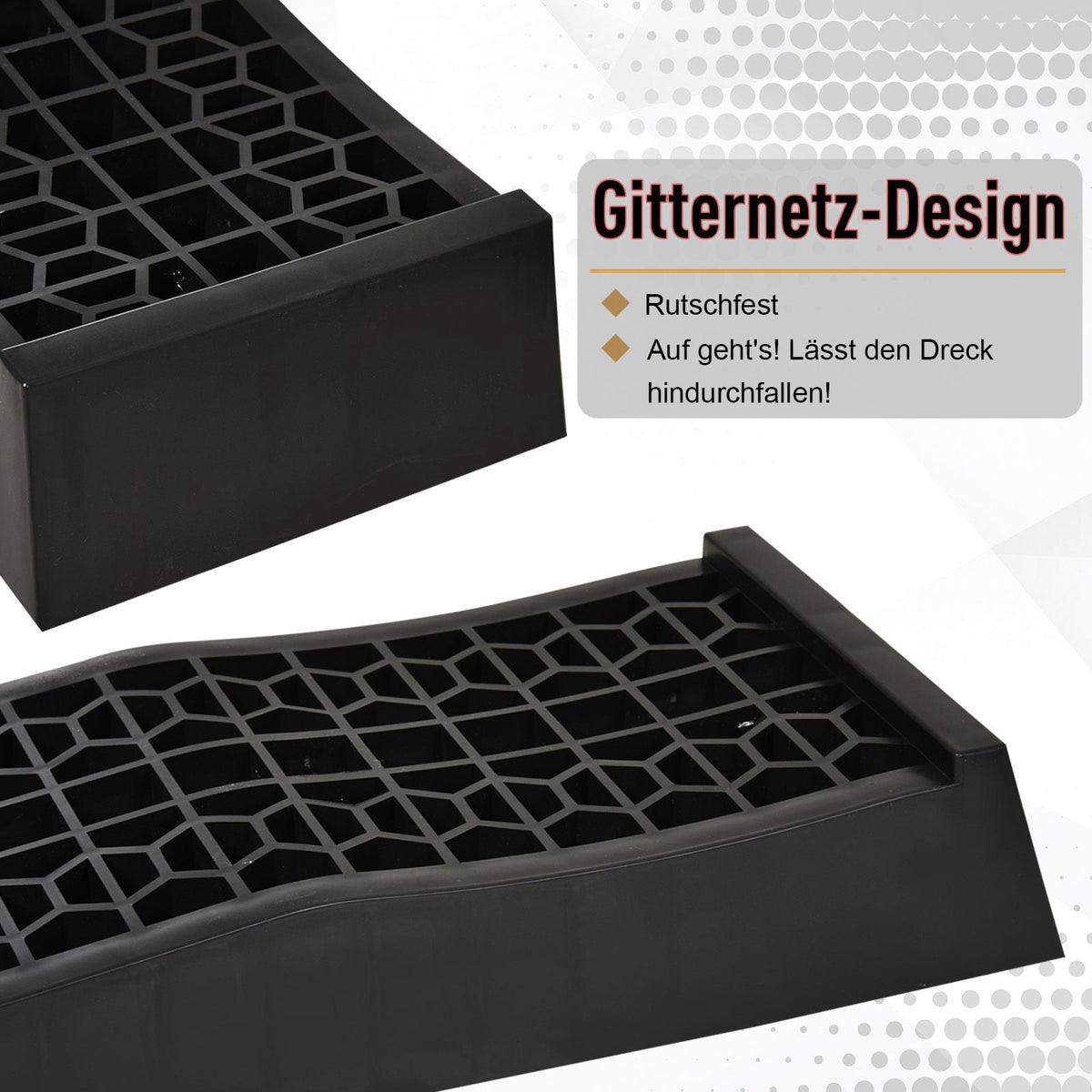 Access Ramp Set, Threshold Curb Rubber, Black