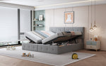 Upholstered Bed 180x200 cm, Hydraulic Storage Multifunctional Double, Velvet Grey