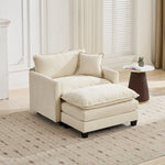 Cloud Sofa Ottoman - Modern Sectional Upholstered Cushion - Chenille Beige