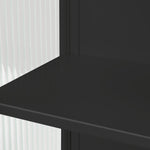 Wall Cabinet 60CM Glass Doors, Two-tier Storage, Open Shelf, Towel Rack, Black