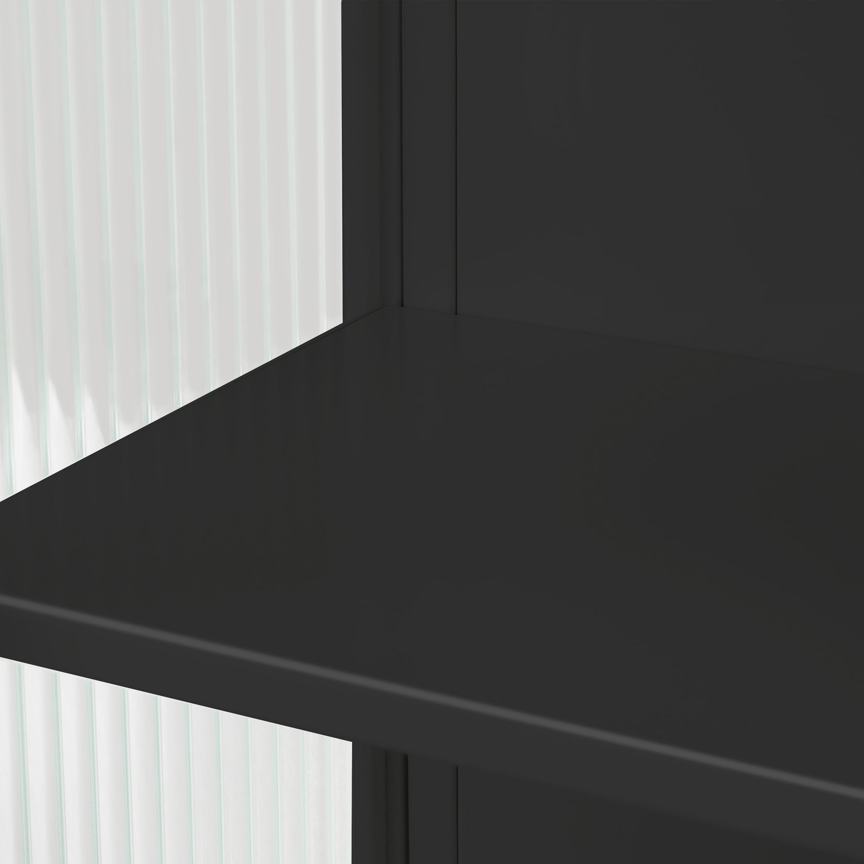 Wall Cabinet 60CM Glass Doors, Two-tier Storage, Open Shelf, Towel Rack, Black