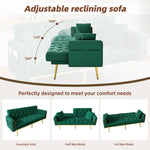 Double Fold-out Sofa Bed Reclining 3-Angle Cup Holders - Fabric Green