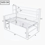 Children's Low Loft Bed with Storage Compartments, 90x200cm, White Metal