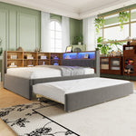 Sofa Bed 140x200 Pull-Out 90x190 USB Storage, Dark Grey
